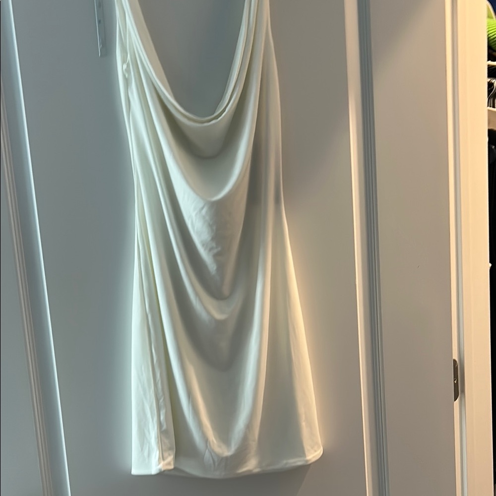 Meshki Elegant Bone Juliette Cowl Mini Dress